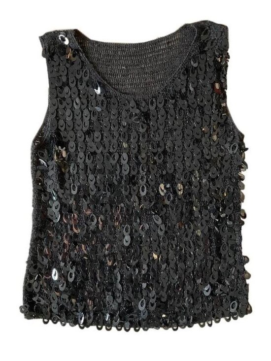 Tops - Vintage Y2K black sparkly sequin knit top No size, but would best fit an S-M No